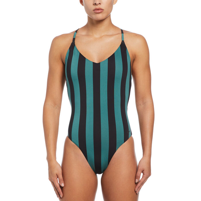 Nike Swim Women's V-Neck One-Piece Swimsuit Black Nike Swim Women's V-Neck One-Piece Swimsuit Black image number 0