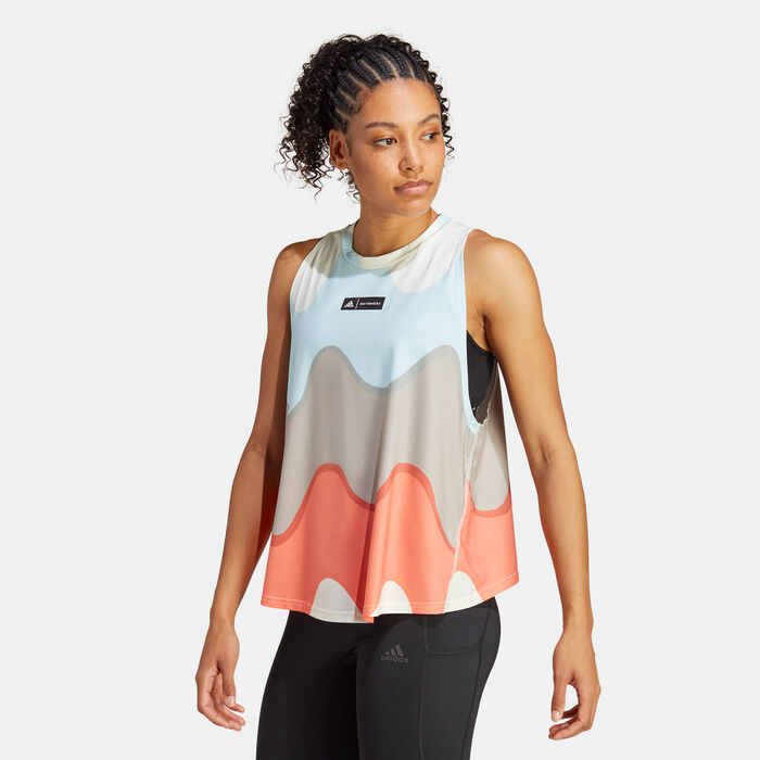 adidas Women's X Marimekko Run Icons Running Tank Top Blue adidas Women's X Marimekko Run Icons Running Tank Top Blue image number 0