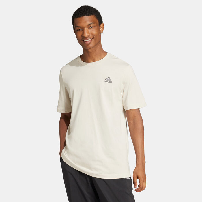 adidas Men's Essentials Embroidered Small Logo T-Shirt Beige adidas Men's Essentials Embroidered Small Logo T-Shirt Beige image number 0