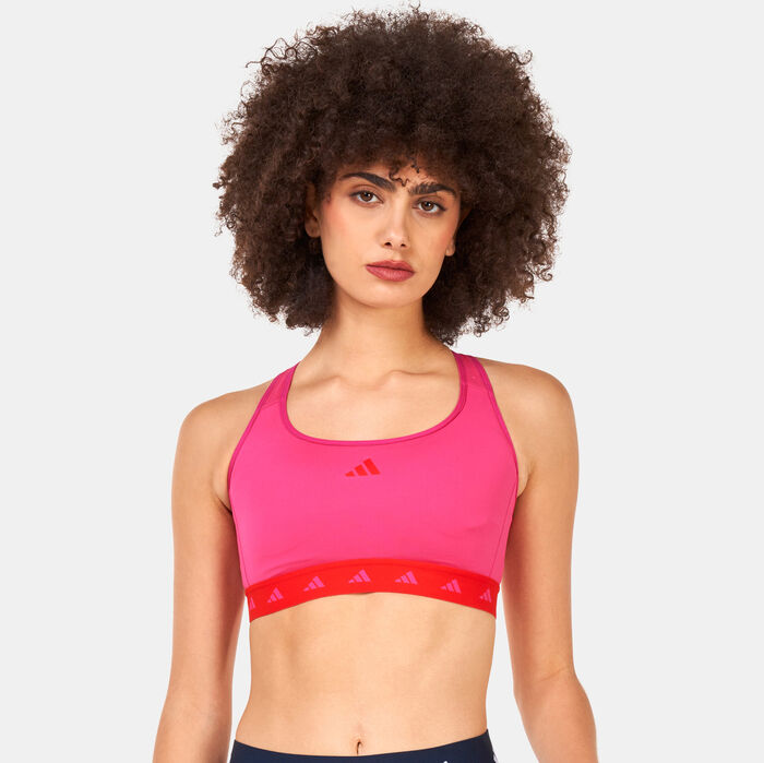 adidas Women's Powerreact Training Medium-Support Sports Bra Red adidas Women's Powerreact Training Medium-Support Sports Bra Red image number 0