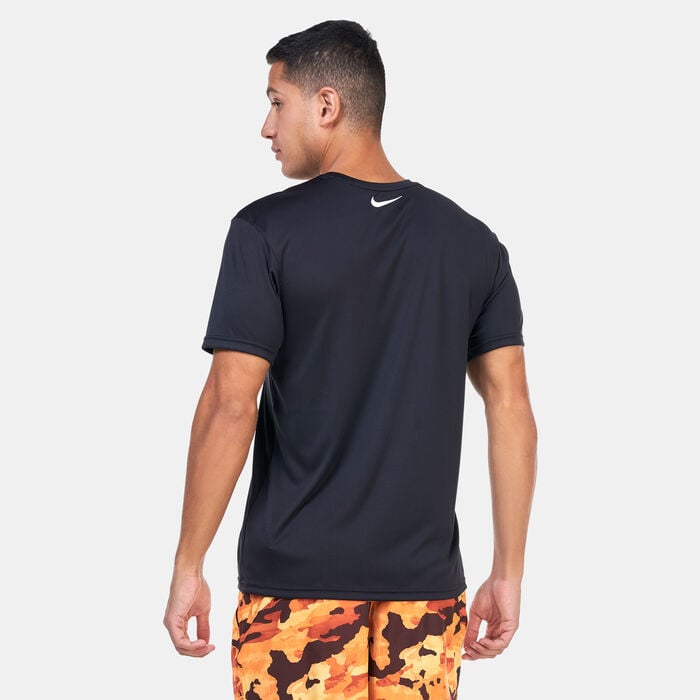 Nike Swim Men's Printed Hydroguard Swimming T-Shirt Black Nike Swim Men's Printed Hydroguard Swimming T-Shirt Black image number 1