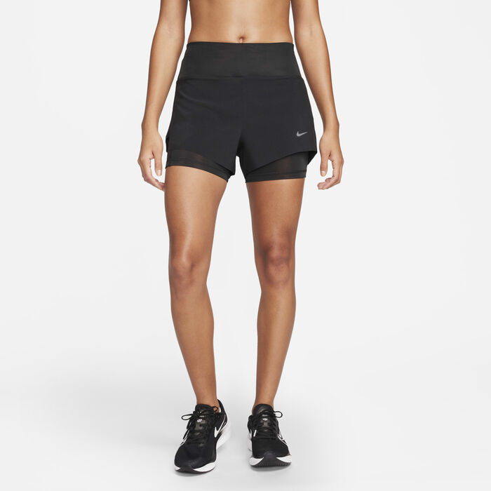 Nike Women's Dri-FIT Swift Mid-Rise 2-in-1 Running Shorts Black image number 0
