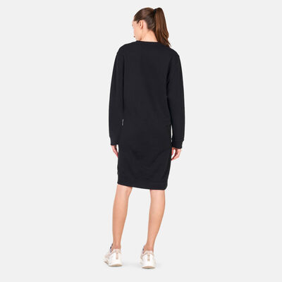 Timberland Women's Check-Logo Crewneck Dress Black