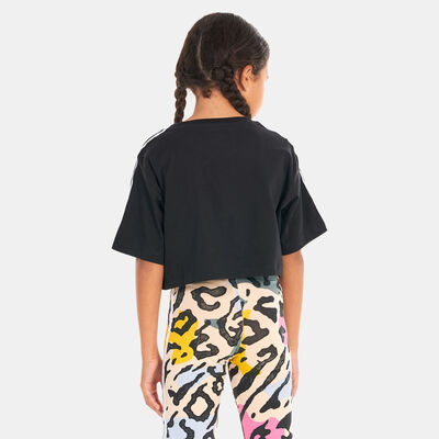 adidas Originals Kids' Logo Print Crop T-Shirt Black