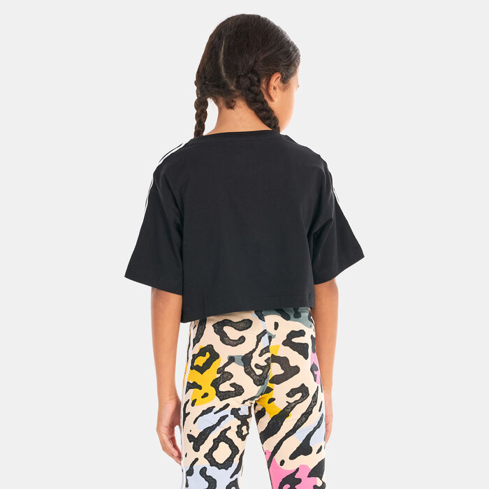 adidas Originals Kids' Logo Print Crop T-Shirt Black image number 1