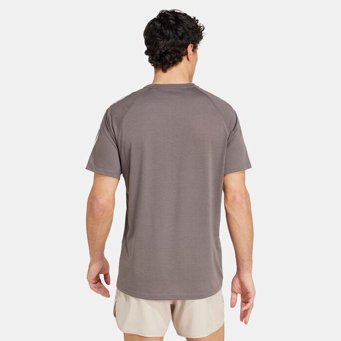 adidas Men's Own the Run 3-Stripes Running T-Shirt Brown adidas Men's Own the Run 3-Stripes Running T-Shirt Brown image number 1