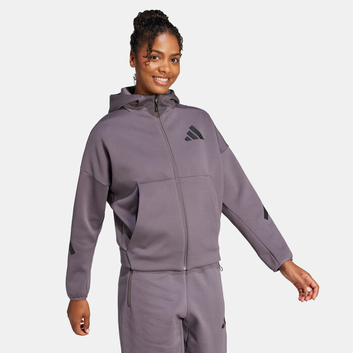 adidas Women's Z.N.E. Full-Zip Hoodie Grey image number 2