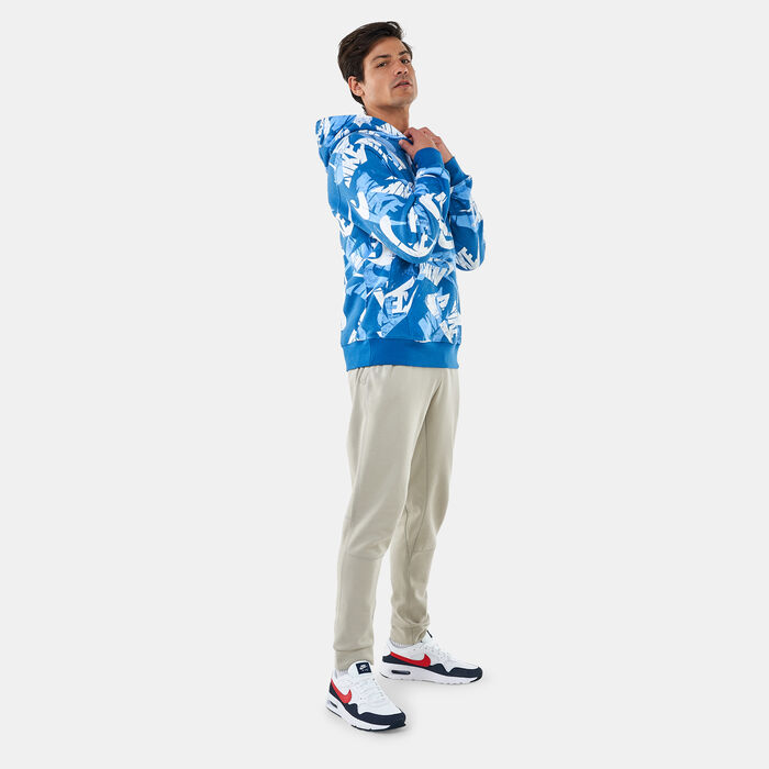 Nike Men's Sportswear Sport Essentials+ Allover Print Hoodie Blue Nike Men's Sportswear Sport Essentials+ Allover Print Hoodie Blue image number 2
