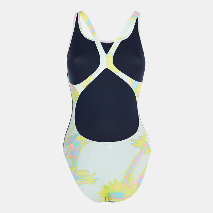 adidas Women's Positivisea 3-Stripes Swimsuit Green adidas Women's Positivisea 3-Stripes Swimsuit Green image number 1