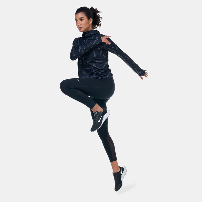 Nike Women's Swoosh Printed Running Hoodie Black Nike Women's Swoosh Printed Running Hoodie Black image number 2