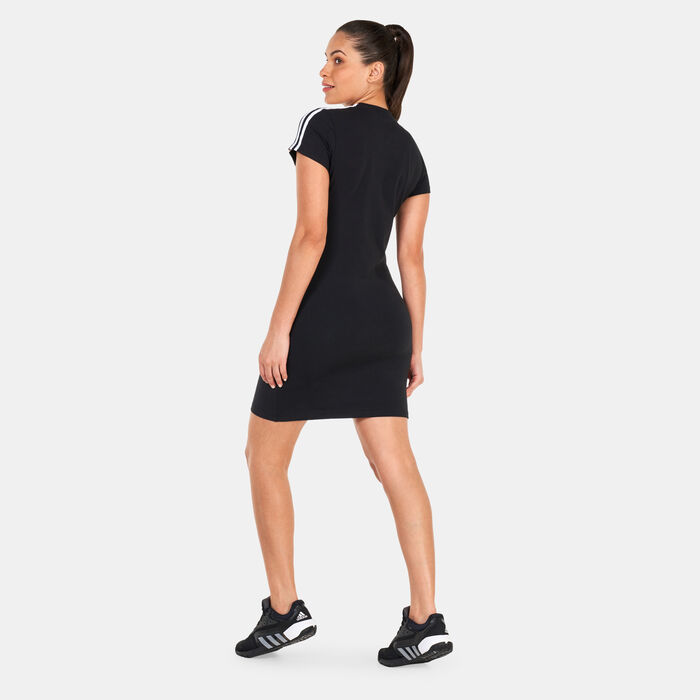 adidas Women's Essentials 3-Stripes T-Shirt Dress Black adidas Women's Essentials 3-Stripes T-Shirt Dress Black image number 1