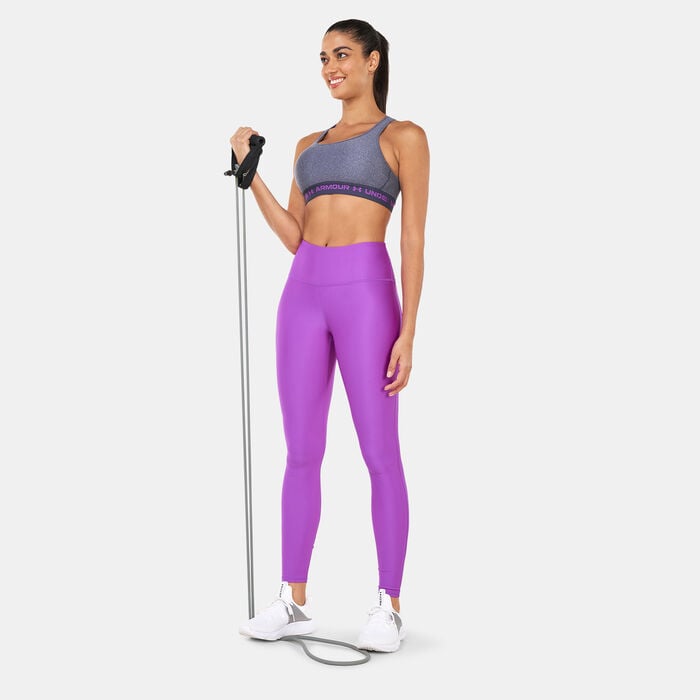 Under Armour Women's Crossback Mid Heather Sports Bra Grey Under Armour Women's Crossback Mid Heather Sports Bra Grey image number 2