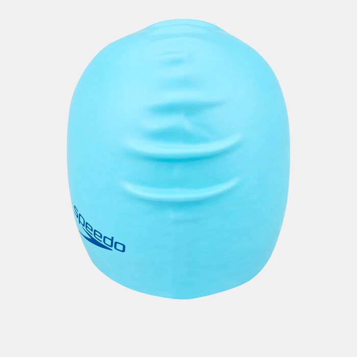 Speedo Kids' Plain Moulded Silicone Swim Cap Blue Speedo Kids' Plain Moulded Silicone Swim Cap Blue image number 1