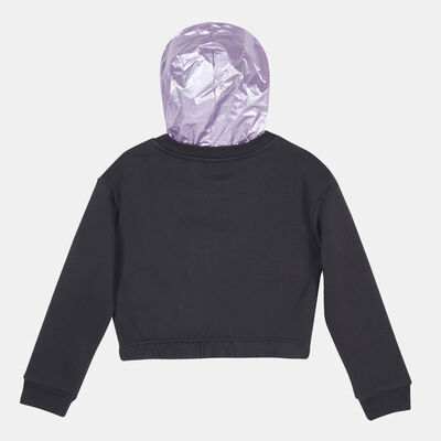 adidas Kids' Winter Glam Fleece Loose Crop Hoodie Black