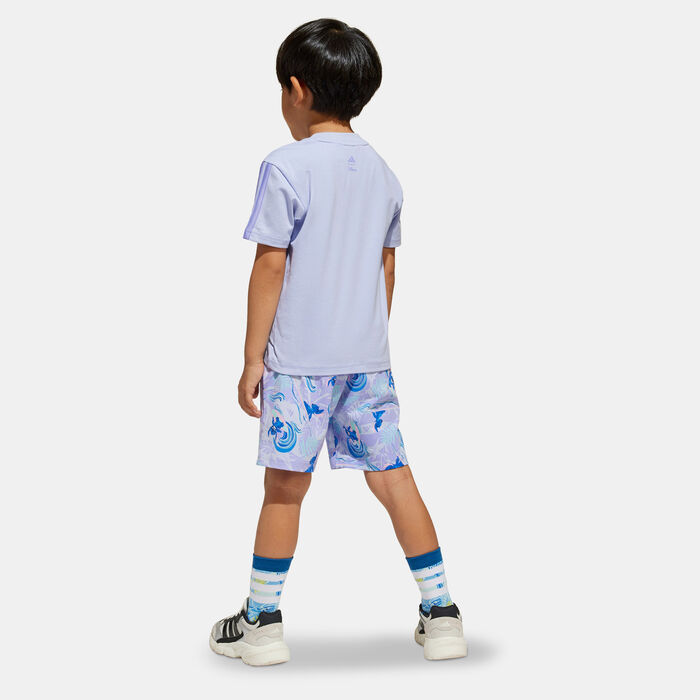 adidas Kids' Disney Lilo & Stitch T-Shirt and Shorts Set Purple adidas Kids' Disney Lilo & Stitch T-Shirt and Shorts Set Purple image number 1