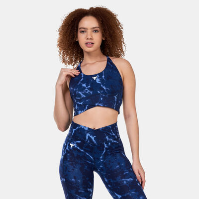 Under Armour Women's Project Rock Lets Go Crossover Printed Sports Bra Blue Under Armour Women's Project Rock Lets Go Crossover Printed Sports Bra Blue