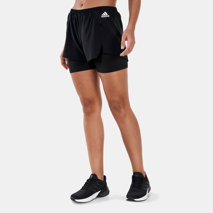 adidas Women's Primeblue Designed 2 Move 2-in-1 Sport Shorts Black image number 0