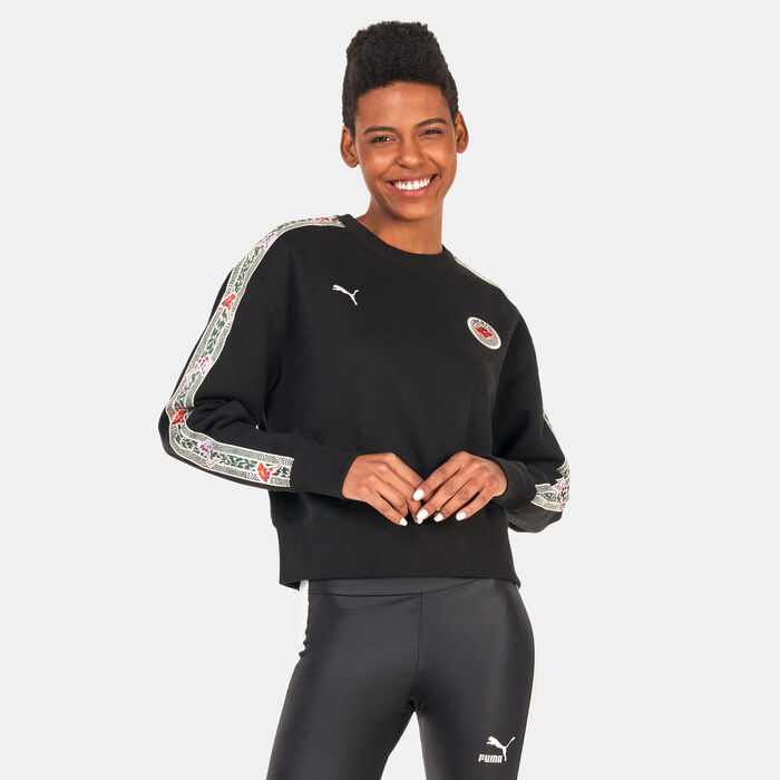 PUMA Women's x LIBERTY Crew Sweatshirt Black PUMA Women's x LIBERTY Crew Sweatshirt Black image number 0