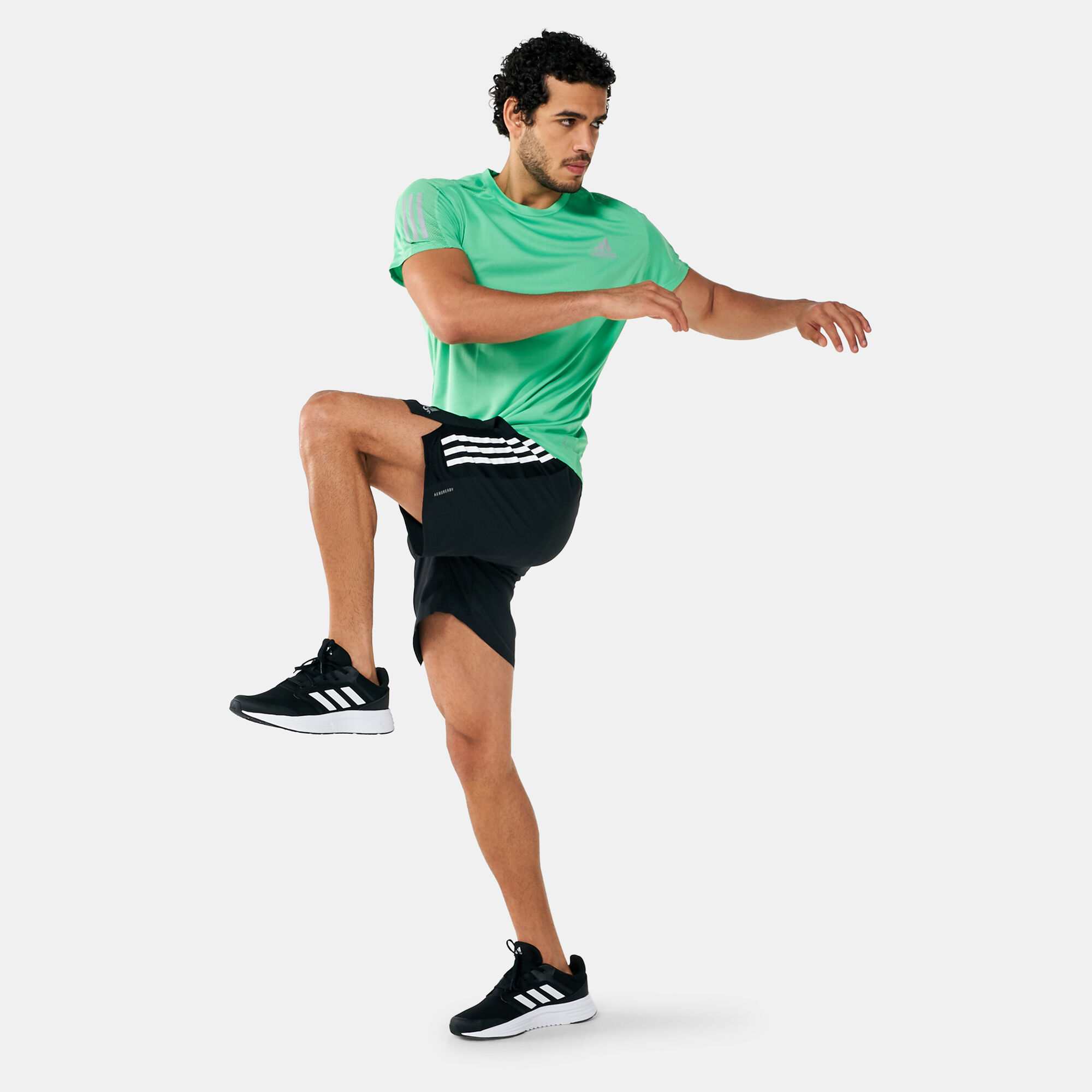 Adidas run it 3 stripe shorts top