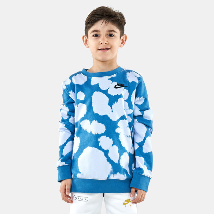Nike Kids' Sportswear Allover Print Crew Sweatshirt Blue image number 0