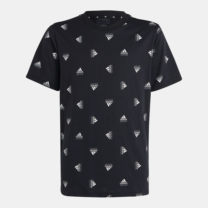 adidas Kids' Brand Love Allover Print T-Shirt Black adidas Kids' Brand Love Allover Print T-Shirt Black image number 0