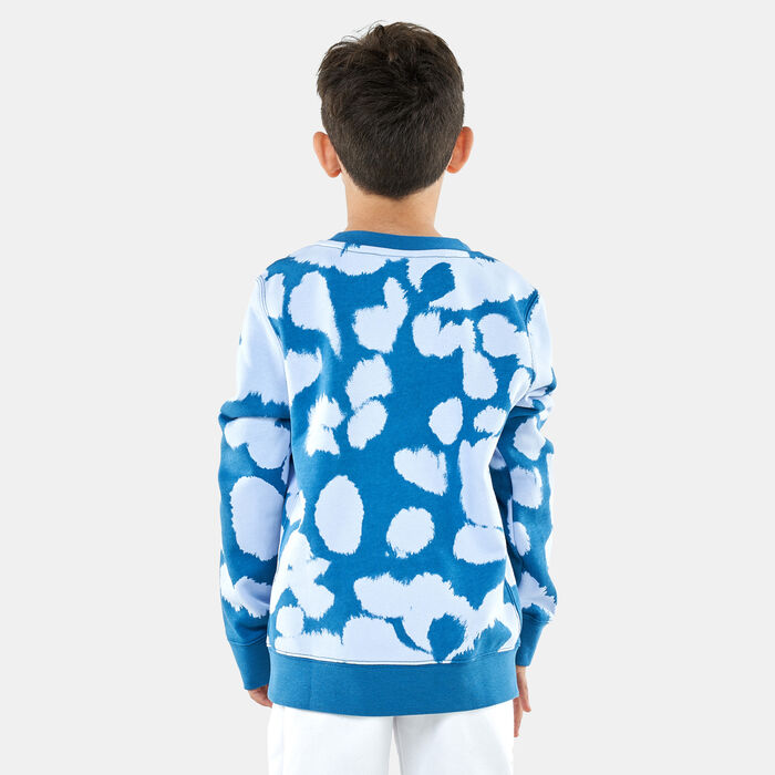 Nike Kids' Sportswear Allover Print Crew Sweatshirt Blue image number 1