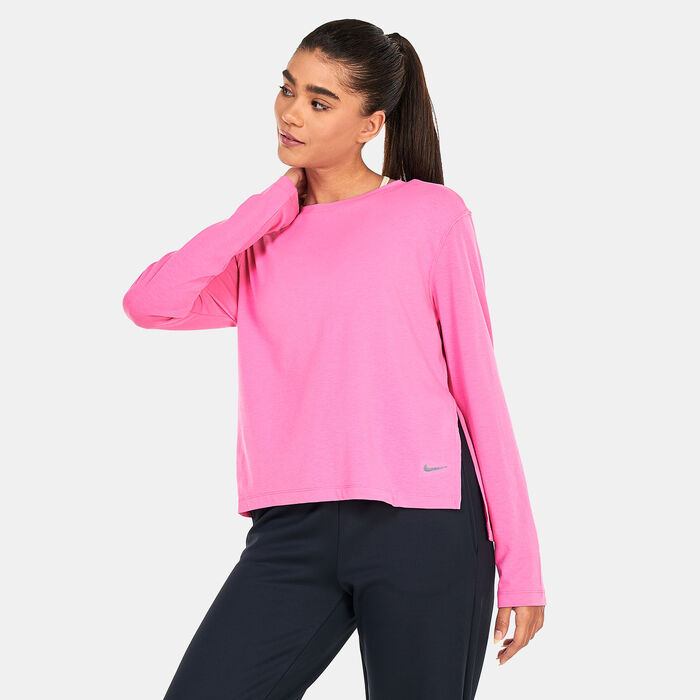 Nike Women's Yoga Dri-FIT Long-Sleeve Top Pink Nike Women's Yoga Dri-FIT Long-Sleeve Top Pink image number 0