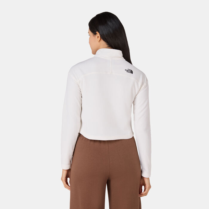 The North Face Women’s 100 Glacier 1/4-Zip Crop Top White The North Face Women’s 100 Glacier 1/4-Zip Crop Top White image number 1