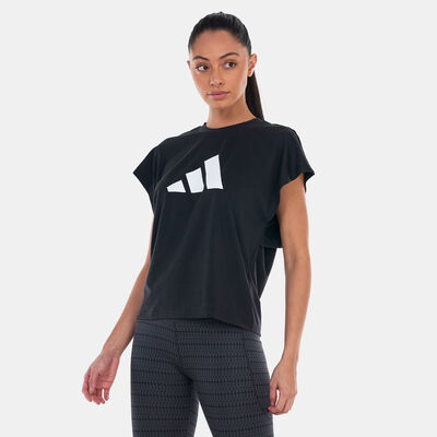 adidas Women's Train Icon Logo Training T-Shirt Black