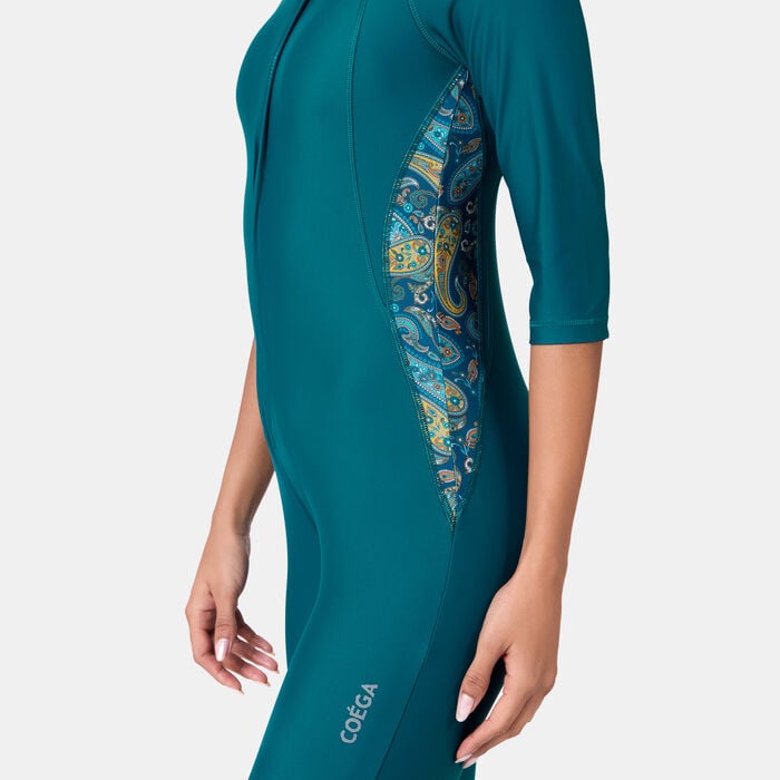 COEGA Women's Slim-Kini 3/4 One-Piece Swimsuit Green COEGA Women's Slim-Kini 3/4 One-Piece Swimsuit Green image number 2