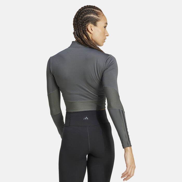 adidas Women's Hyperglam Rib Training Top Grey image number 1