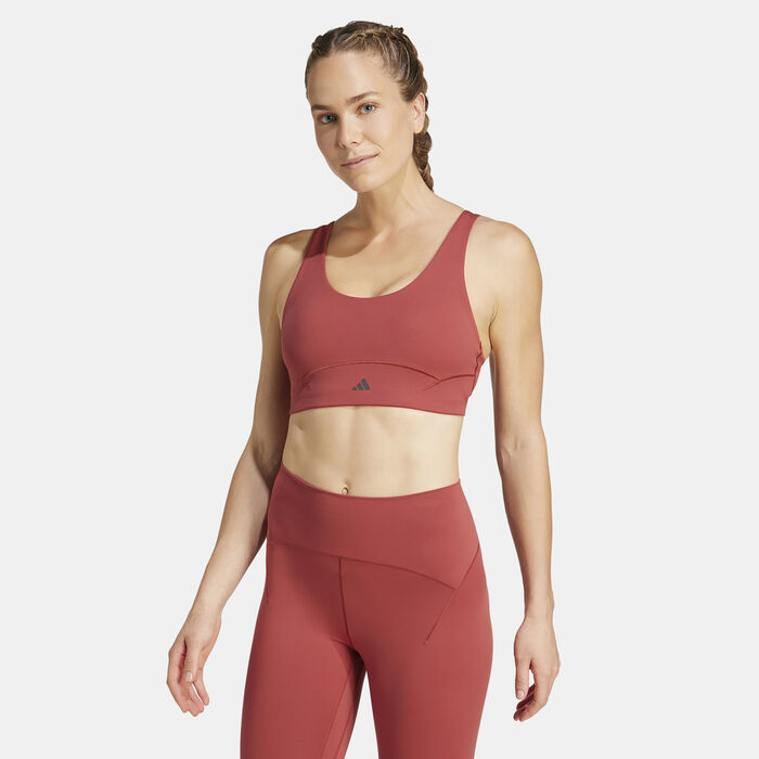 adidas Women's All Me Luxe Medium-Support Training Sports Bra Orange image number 0