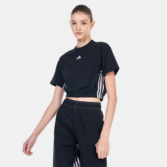 adidas Women's Dance 3-Stripes Crop Top Black adidas Women's Dance 3-Stripes Crop Top Black image number 1