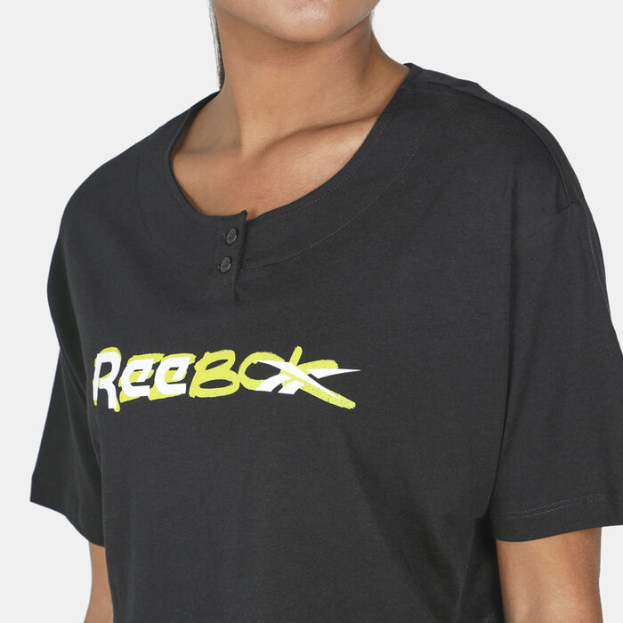 Reebok Women's Meet You There Cropped T-Shirt Green Reebok Women's Meet You There Cropped T-Shirt Green image number 3