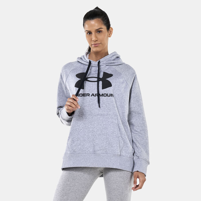Under Armour Women's UA Rival Fleece Logo Hoodie Grey Under Armour Women's UA Rival Fleece Logo Hoodie Grey image number 0