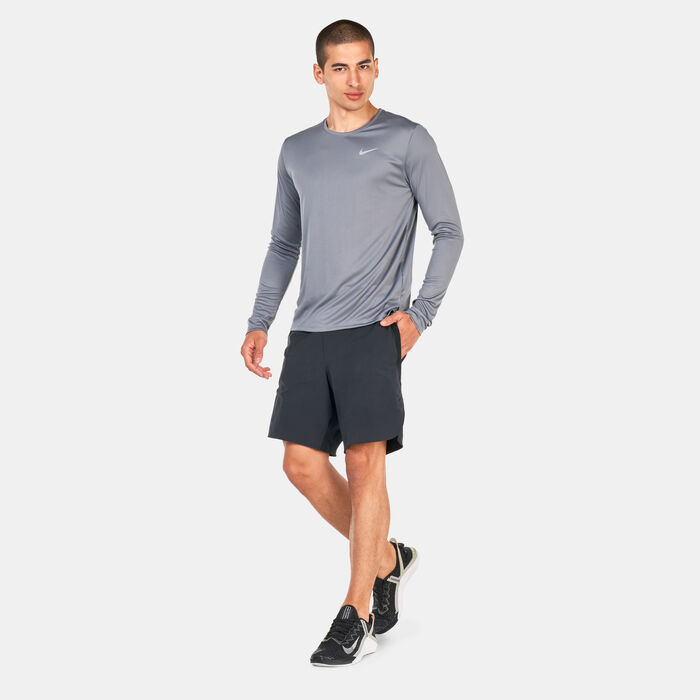 Nike Men's Dri-FIT Miler Running Top Grey Nike Men's Dri-FIT Miler Running Top Grey image number 2