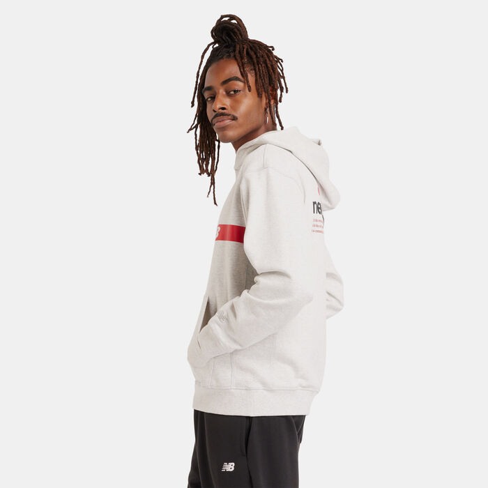 New Balance Men's Athletics French Terry Player Hoodie White image number 2