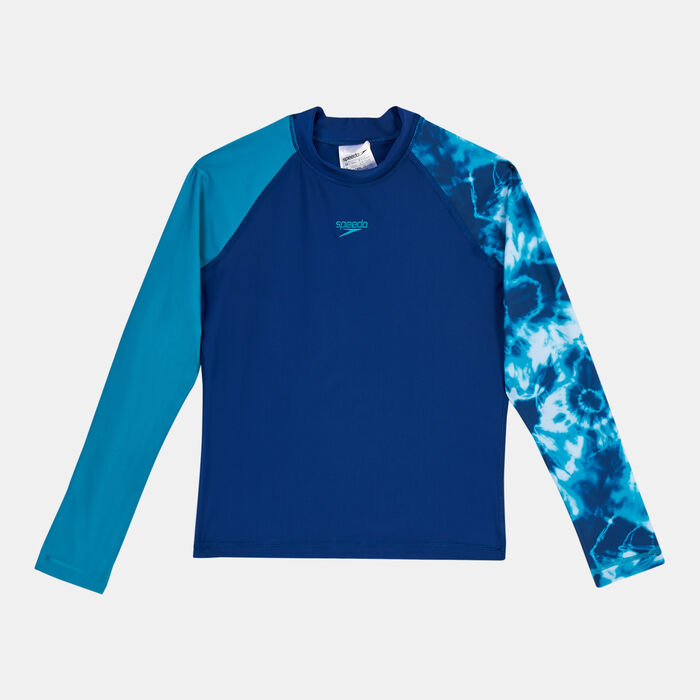 Speedo Kids' Printed Long Sleeve Rashguard Blue Speedo Kids' Printed Long Sleeve Rashguard Blue image number 0