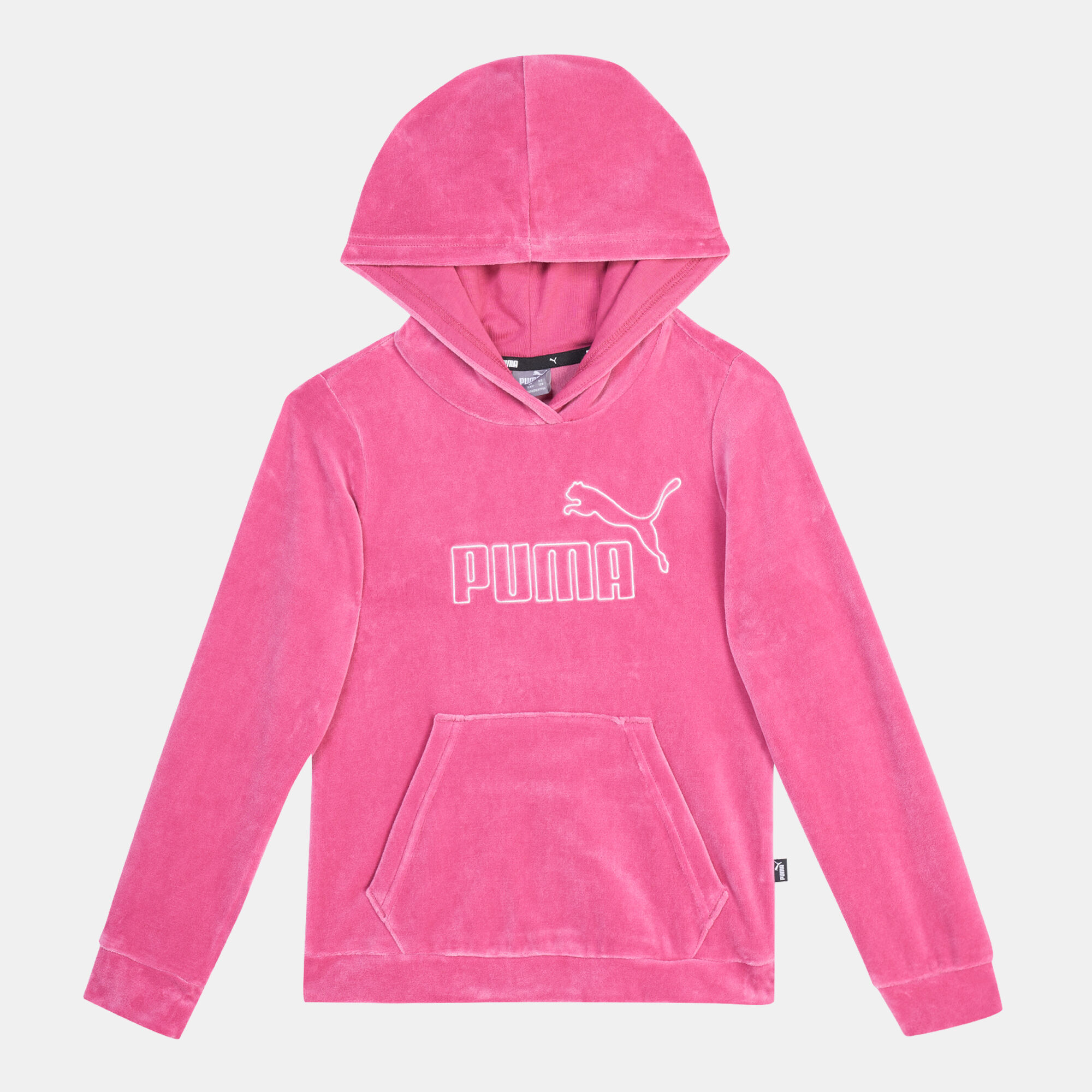 Kids Essentials Velour Pullover Hoodie Pink PUMA in KSA SSS