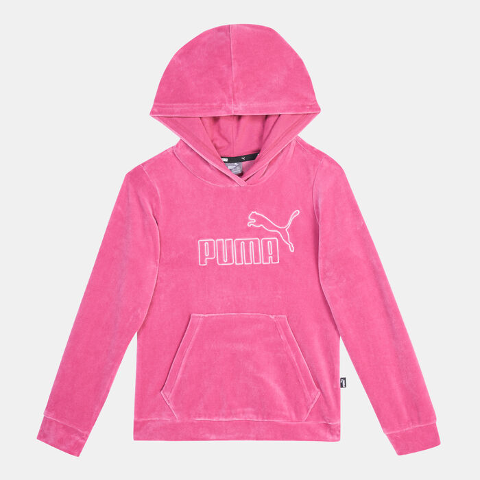 PUMA Kids' Essentials+ Velour Pullover Hoodie Pink image number 0