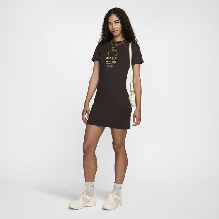 Nike Women's Sportswear Dress Brown Nike Women's Sportswear Dress Brown image number 4