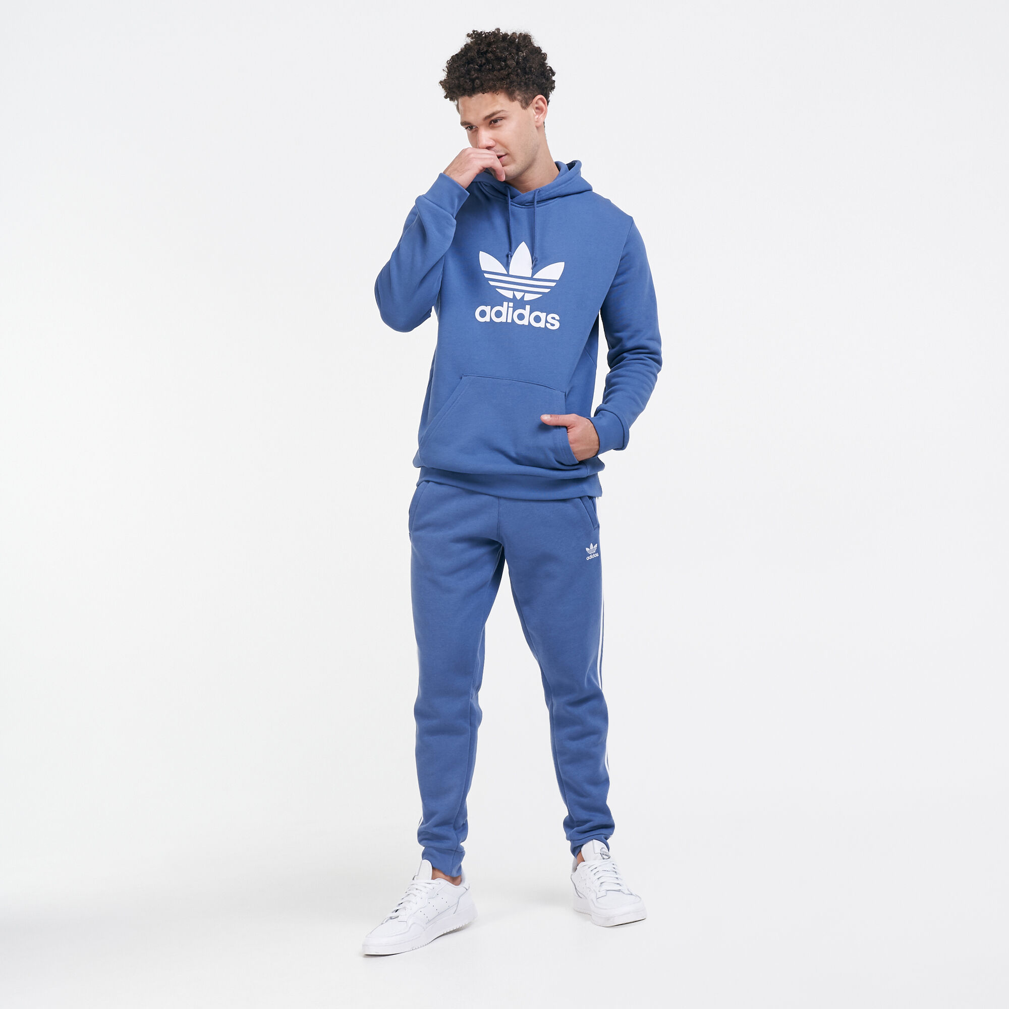 Adidas trefoil hoodie blau deals