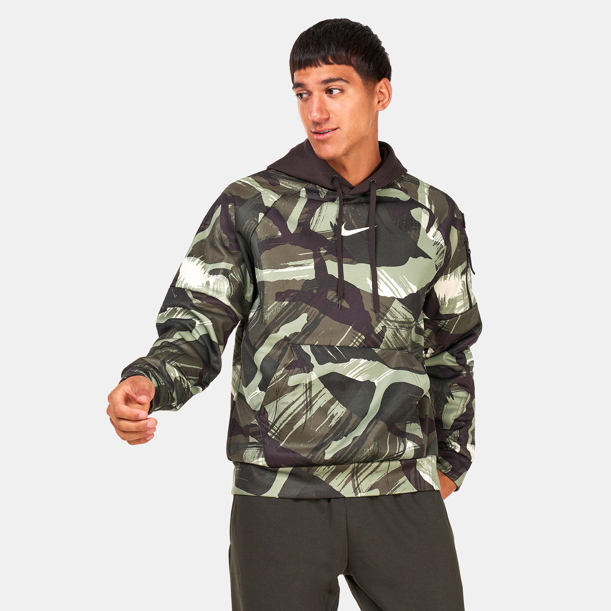 Men s Therma FIT Camo Allover Print Hoodie Green Nike in KSA SSS