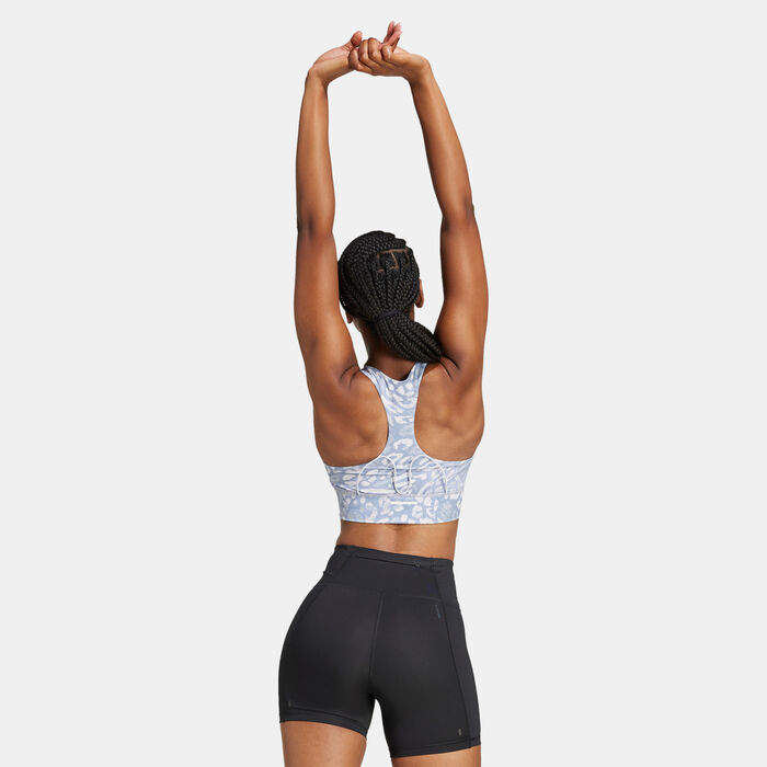 adidas Women's Own the Run Medium-Support Training Sports Bra Blue adidas Women's Own the Run Medium-Support Training Sports Bra Blue image number 1