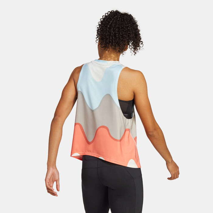 adidas Women's X Marimekko Run Icons Running Tank Top Blue adidas Women's X Marimekko Run Icons Running Tank Top Blue image number 1