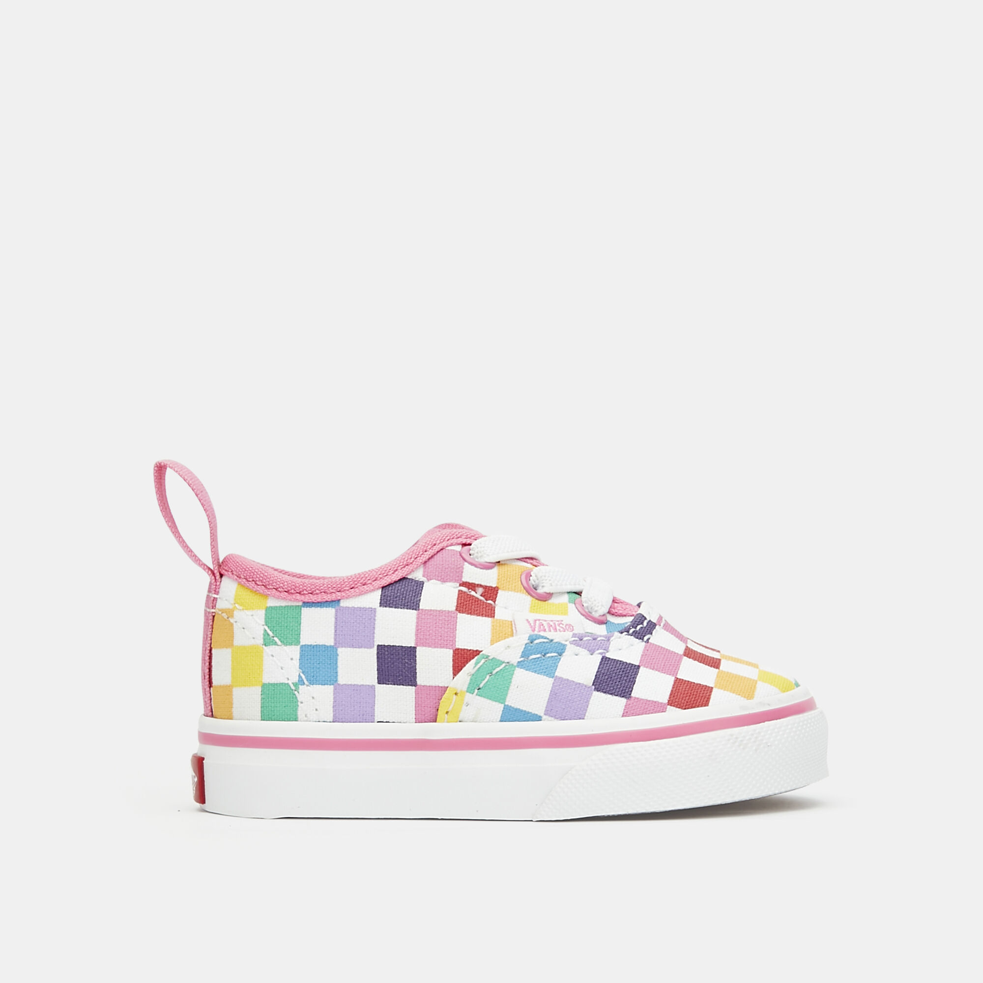 Pink checkered lace up vans discount