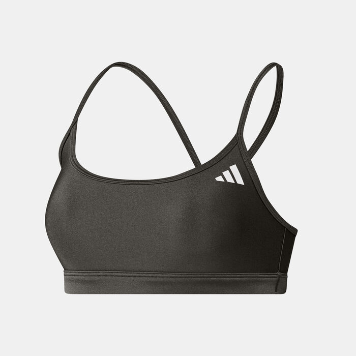 adidas Women's Aeroreact Shiny Light-Support Training Sports Bra Green adidas Women's Aeroreact Shiny Light-Support Training Sports Bra Green image number 0
