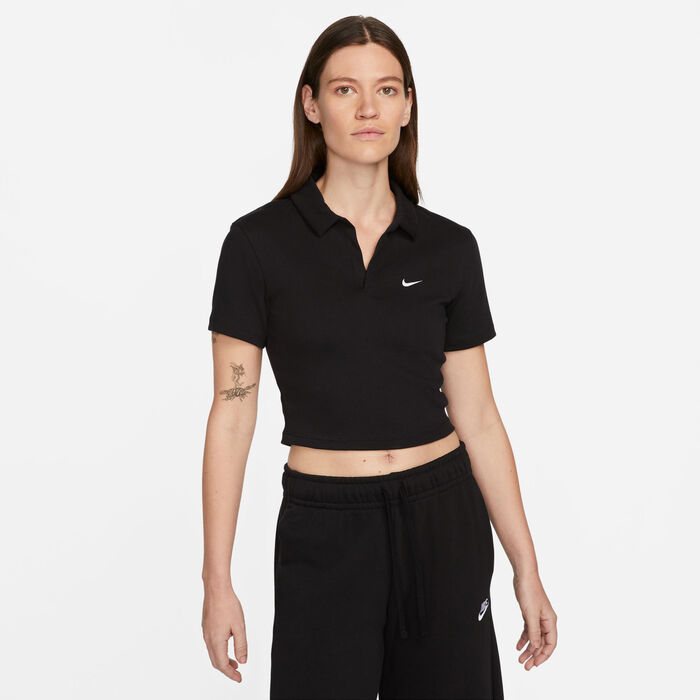 Nike Women's Sportswear Essential Polo Shirt Black Nike Women's Sportswear Essential Polo Shirt Black image number 0