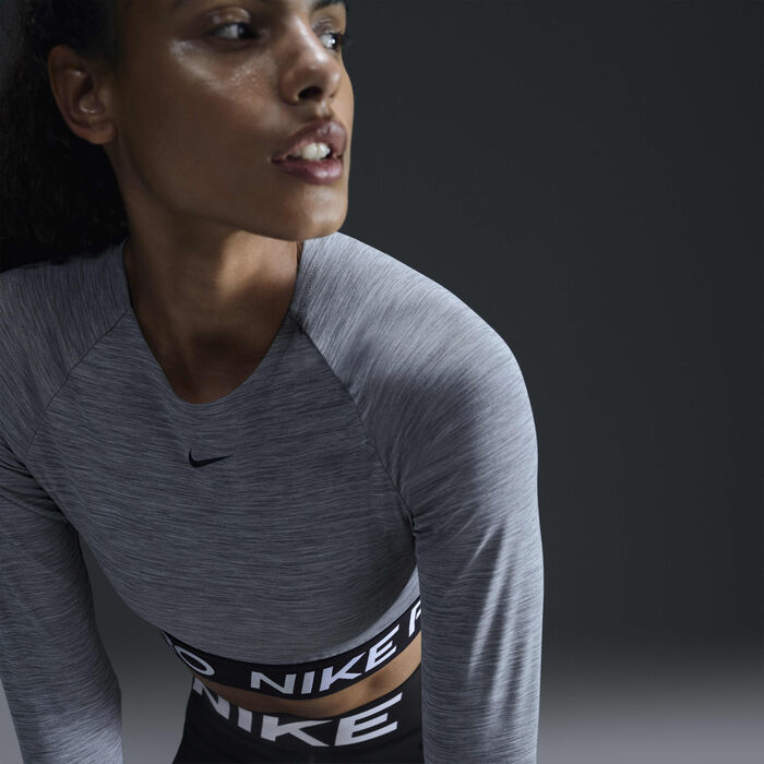Nike Women's Pro Dri-FIT Crop Top Grey Nike Women's Pro Dri-FIT Crop Top Grey image number 0