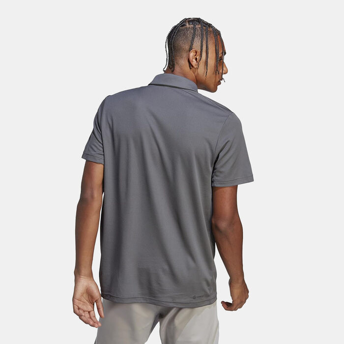 adidas Men's Train Essentials 3-Stripes Training Polo Shirt Grey adidas Men's Train Essentials 3-Stripes Training Polo Shirt Grey image number 1
